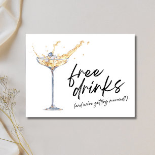 Carte Postale Faire-part Boissons gratuites Champagne Glass Wedding Enregis