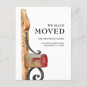 Carte Postale Faire-part Boîte aux lettres aquarelle Nous avons déplacé Fai