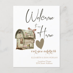 Carte Postale Faire-part Boîte aux lettres vintage, Coeur Nouvelle adresse