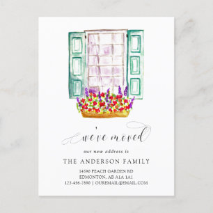 Carte Postale Faire-part Boîte de fleurs de fenêtre à l'aquarelle Nous avon