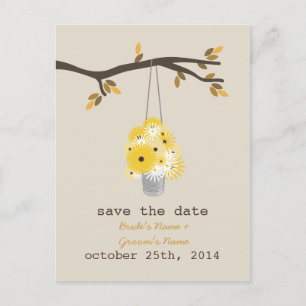 Carte Postale Faire-part Boîte de fleurs sauvages Mariage d'automne Enregis