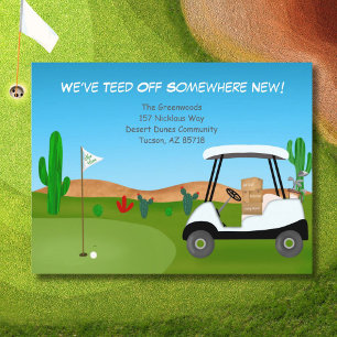 Carte Postale Faire-part Boîtes de déménagement de voiture de golf Desert G
