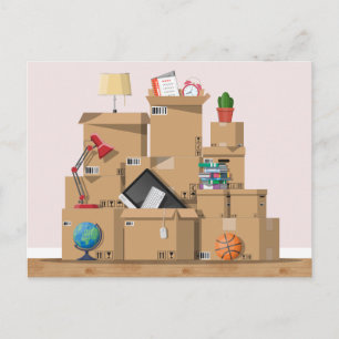 Carte Postale Faire-part Boîtes de déménagement New House Adresse Faire-par