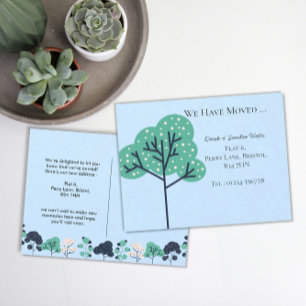 Carte Postale Faire-part bold blue tree changement d'adresse nouvelle maiso