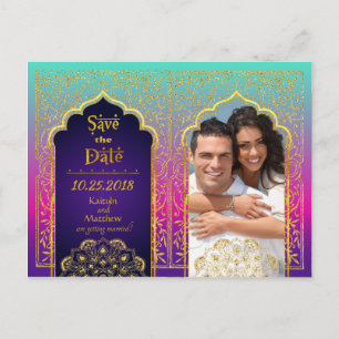 Carte Postale Faire-part Bollywood Arabian Nights Enregistrez la date
