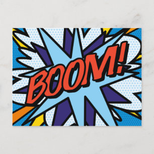 Carte Postale Faire-part BOOM Fun Retro Comic Book Pop Art