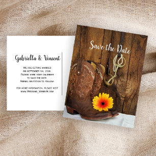 Carte Postale Faire-part Boots de cowboy Daisy Horse Bit Wedding Enregistre