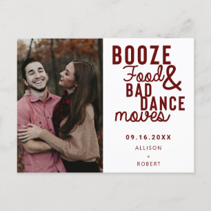 Carte Postale Faire-part Booze Food & Bad Dance Déplace Funny Date Photo