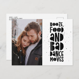 Carte Postale Faire-part Booze, Food, Bad Dance Moves Photo Save the Dates
