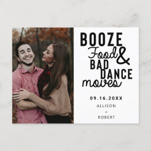 Carte Postale Faire-part Booze Food & Bad Dance Moving Funny Date Photo