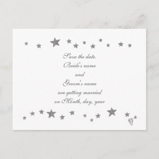 Carte Postale Faire-part Bordure d'étoiles d'argent vivante Mariage Enregis