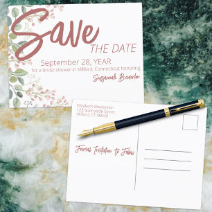 Carte Postale Faire-part Bordure florale aquarelle pastel pour Baby Shower
