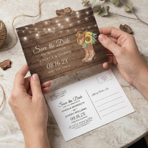 Carte Postale Faire-part Bottes de tournesols rustiques de l'Ouest enregist