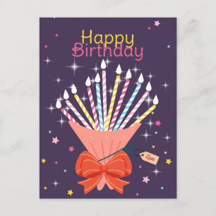 Carte Postale Faire-part Bougies de bouquet d'anniversaire festif Célébrati