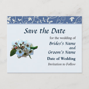 Carte Postale Faire-part Bouquet de fleurs de pommier, Enregistrez la date