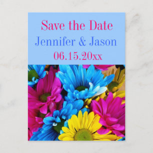 Carte Postale Faire-part Bouquet de marguerites Gerber de couleur vive Enre