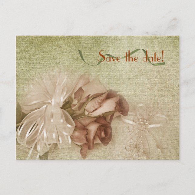 Carte Postale Faire-part Bouquet de roses pour save the date (Devant)