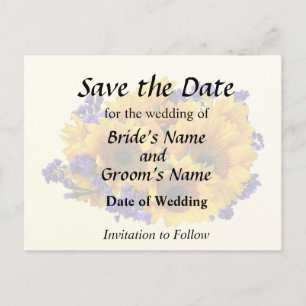 Carte Postale Faire-part Bouquet de tournesols et de statice violette