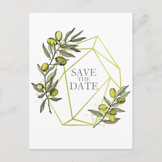 Carte Postale Faire-part Branches d'olivier  Nature Verdure Mariage Botaniq (Devant)