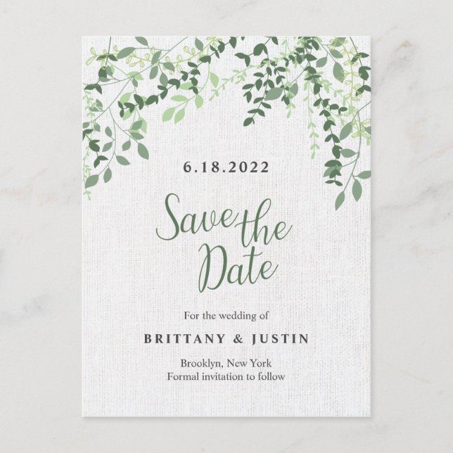 Carte Postale Faire-part Branches et feuilles verdoyantes (Devant)