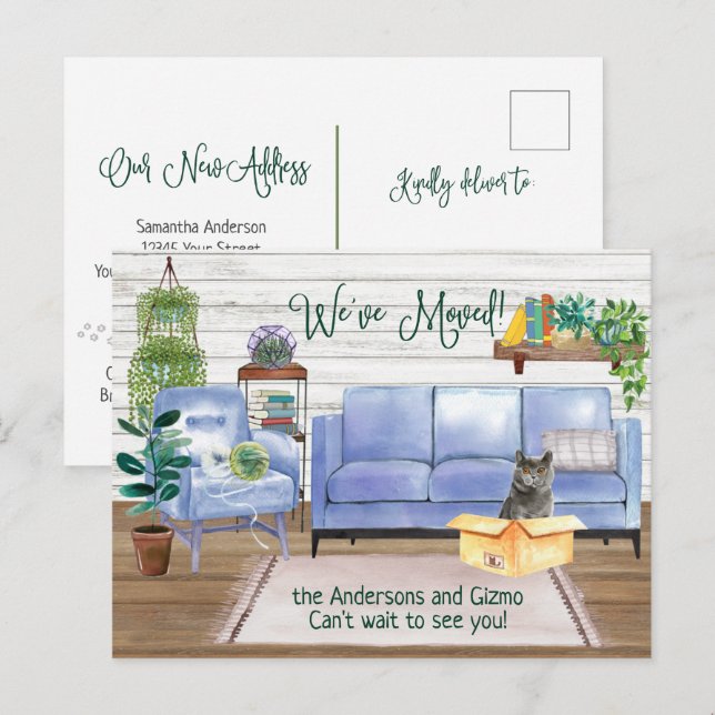 Carte Postale Faire-part British Shorthair Cat Cosy Nouvelle adresse  (Devant / Derrière)