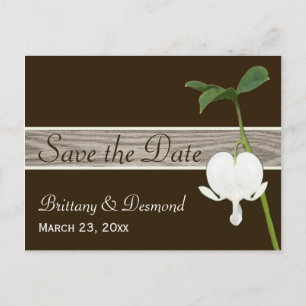 Carte Postale Faire-part Brown Coeur saignant vert Enregistrer la date Cart