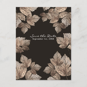 Carte Postale Faire-part Brown foncé et bronze Feuilles rustique Enregistre
