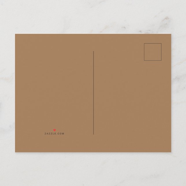 Carte Postale Faire-part Brun clair #A57C55, Gris olive (Dos)