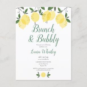 Carte Postale Faire-part Brunch et Bubbly Mariage Shower au Citron