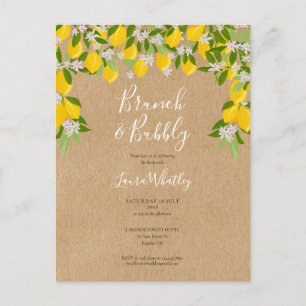 Carte Postale Faire-part Brunch et Bulles Rustique Citrons Enterrement de V