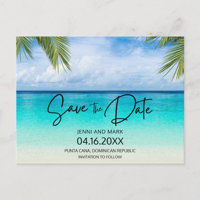 Carte Postale Faire-part Budget Beach Wedding Enregistrer La Date (Devant)
