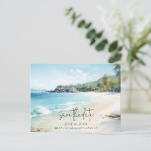 Carte Postale Faire-part Budget de mariage de plage Économisez la date