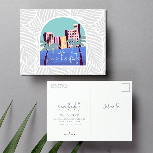 Carte Postale Faire-part Budget de mariage sur la plage de Floride, Enregis (Créateur téléchargé)