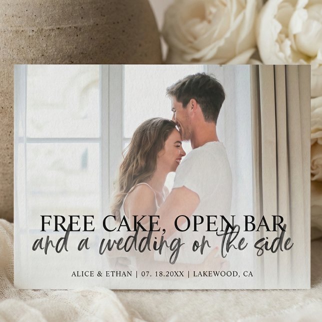 Carte Postale Faire-part Budget Funny Brush Script Enregistrer La Date Phot (Créateur téléchargé)