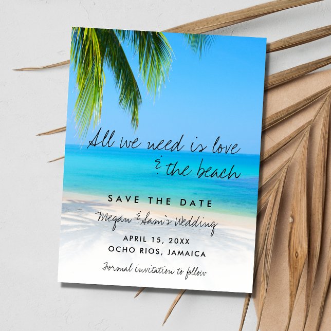 Carte Postale Faire-part Budget Love and the Beach Wedding Enregistrer la d (Budget Love and the Beach Wedding Save the Date Postcard)