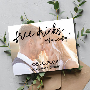 Carte Postale Faire-part Budget Photo Boissons Gratuites Mariage Épargnez l