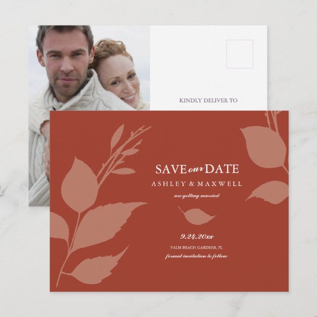 Carte Postale Faire-part Budget Save The Date Terracotta (Devant / Derrière)