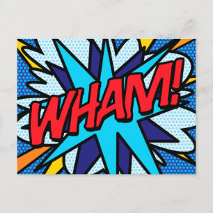 CARTE POSTALE FAIRE-PART BULLE DE TEXTE AMUSANTE RÉTRO WHAM VOTRE MESSAGE