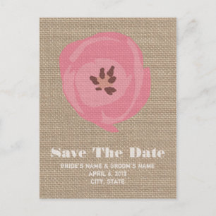 Carte Postale Faire-part Burlap Inspiré Rose Tulip Mariage Enregistrer La D