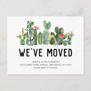 Carte Postale Faire-part Cactus Aquarelle Nous Avons Déménagé Nouvelle Mais