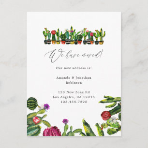 Carte Postale Faire-part Cactus Succulents Nouvelle adresse