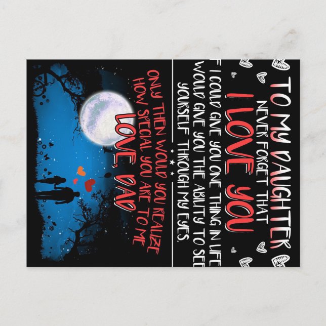 Carte Postale Faire-part Cadeau à ma fille | Meilleur cadeau de famille (Devant)