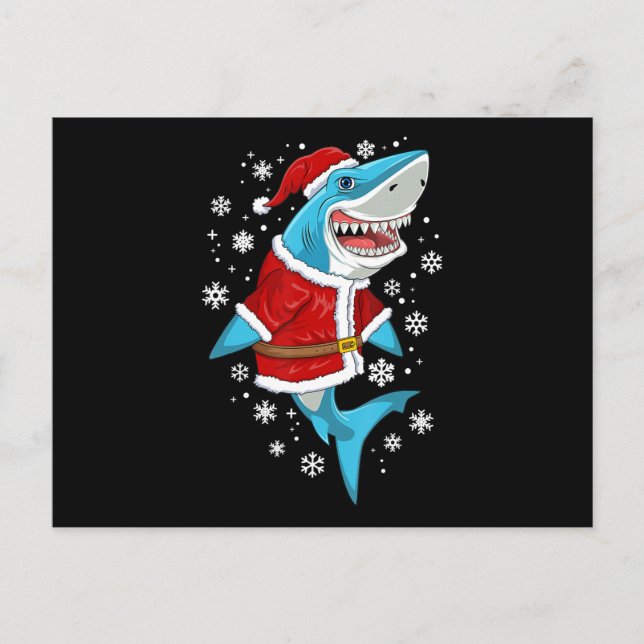 Carte Postale Faire-part Cadeau de Noël de requin Père Noël Cadeaux (Devant)
