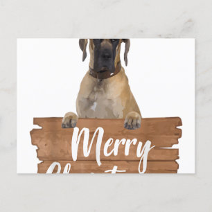 Carte Postale Faire-part Cadeau de Noël pour chien Great Dane Chapeau de Sa