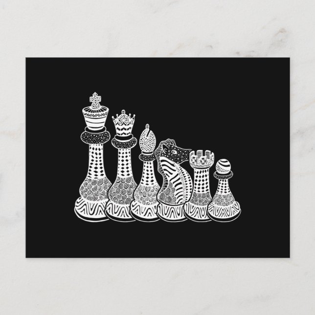 Carte Postale Faire-part Cadeau d'échecs | J'Aime Vraiment Les Pièces D'Éch (Devant)