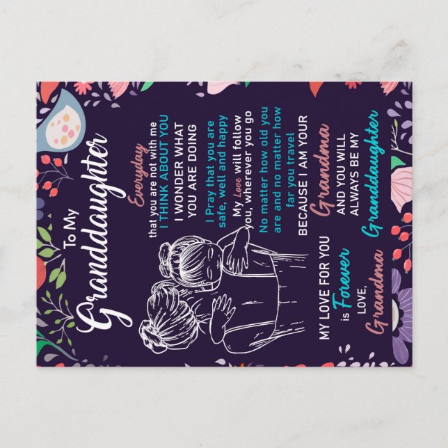 Carte Postale Faire-part Cadeau pour ma petite-fille de la part de grand-mè (Devant)