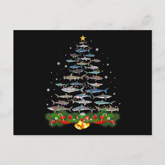 Carte Postale Faire-part Cadeaux d'Arbre de Noël Requin Amateurs de Requins (Devant)