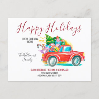 Carte Postale Faire-part Cadeaux de Noël d'Arbre de Camion Rouge Fêtes Mobi