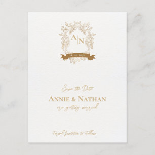 Carte Postale Faire-part Cadre de mariage à motif orné complexe avec monogr