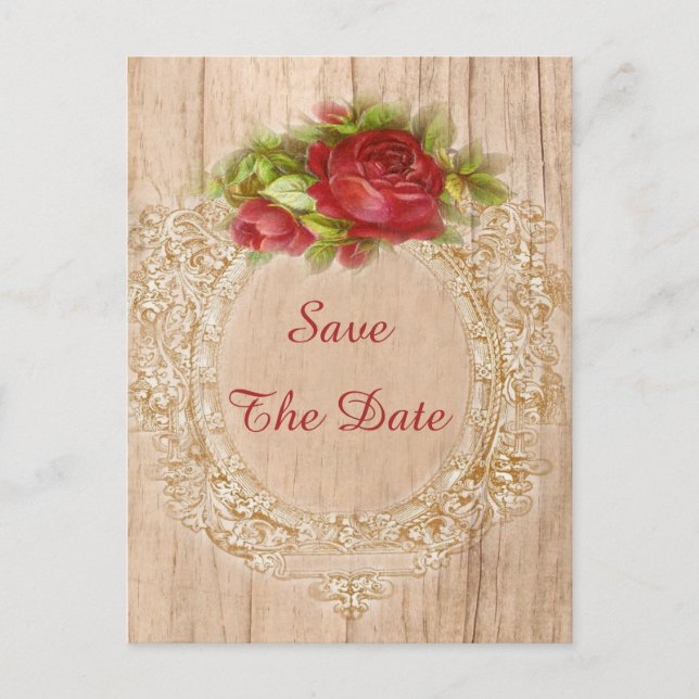 Carte Postale Faire-part Cadre en bois de rose rouge pour 95e anniversaire  (Devant)